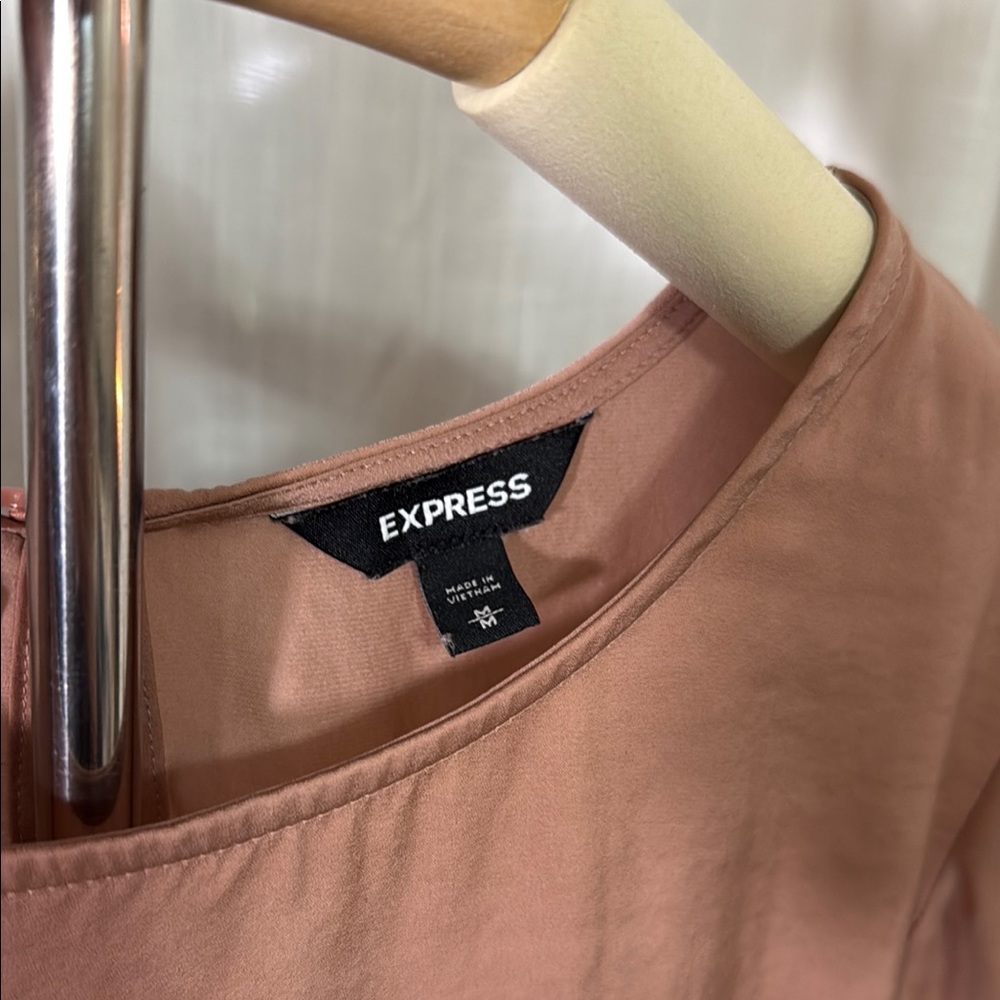 Express Tan Relaxed Ruffled Blouse - Picture 2 of 3